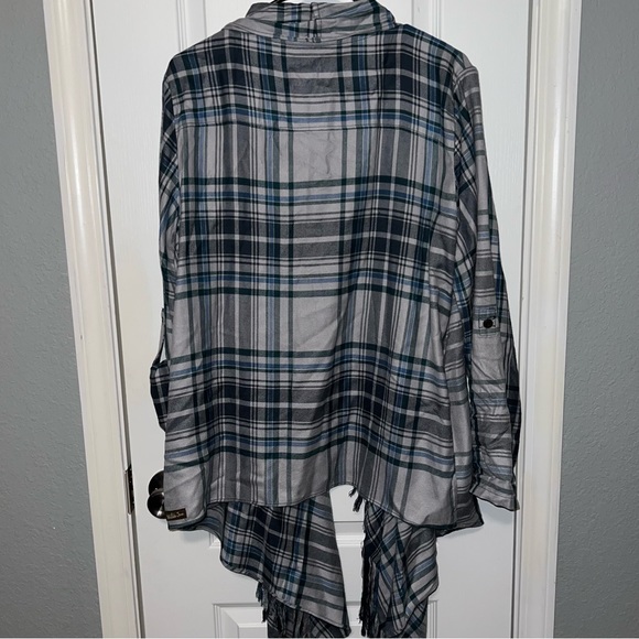 Matilda Jane Blue Fringe Flannel Cardigan Size M - Picture 5 of 6